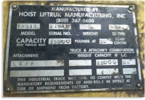 25,000lbs. Hoist Solid-Tired Forklift - Call 616-200-4308